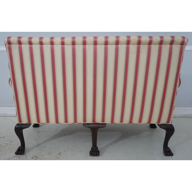 Vintage Upholstered Georgian Style Rolled Arm 6 Leg Loveseat For Sale - Image 15 of 18