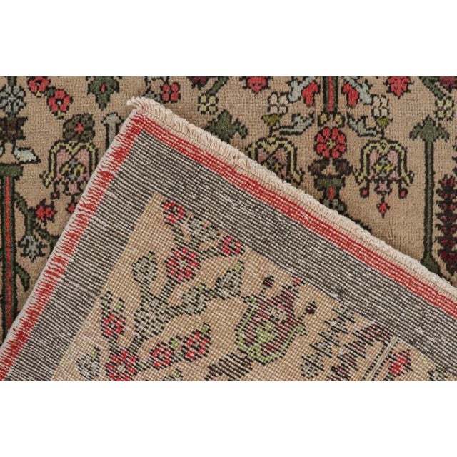 Textile Vintage Runner in Beige With Green and Red Floral Patterns by Rug & Kilim For Sale - Image 7 of 7