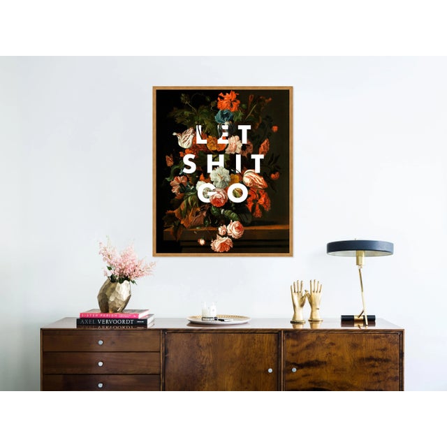 Contemporary Let Shit Go by Lara Fowler in Gold Framed Paper, Medium Art Print For Sale - Image 3 of 4