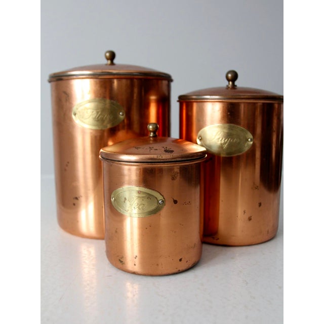 Vintage Copper Kitchen Canisters Set of 3 Chairish