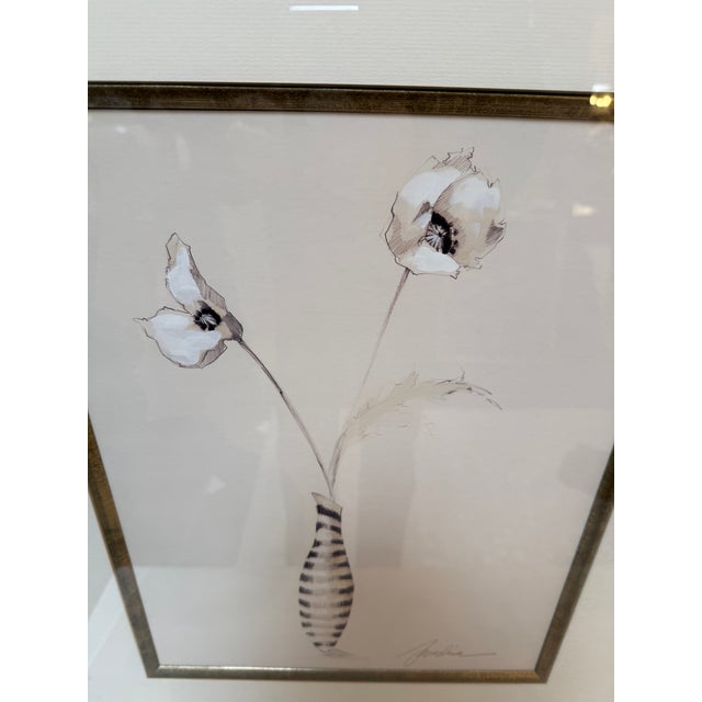 Elizabeth Jardine Striped Vase With Flowers Art Print, Signed For Sale - Image 4 of 12