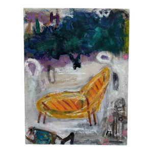 Colorful Painting of an Outdoor Chaise Longue