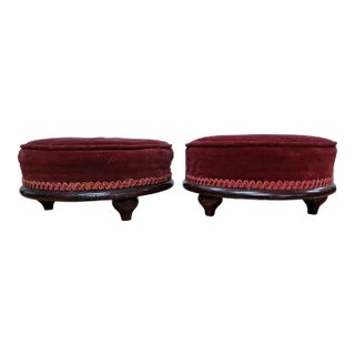 Pair of 19th Century Velvet Upholstered Footstools For Sale