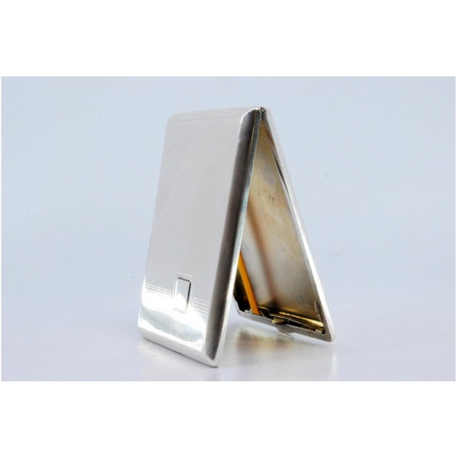 Silver Cigarette Case with Surface Engravings Surrounding a Monogram Card, Gold Interior and Hinged Lid., in Good...
