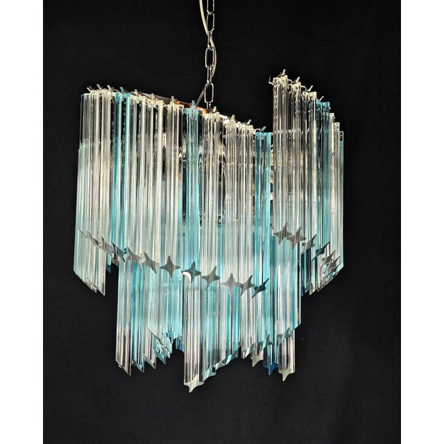 Metal Vintage Chandelier with Quadrihedral Prism Glass, 2000 For Sale - Image 7 of 10