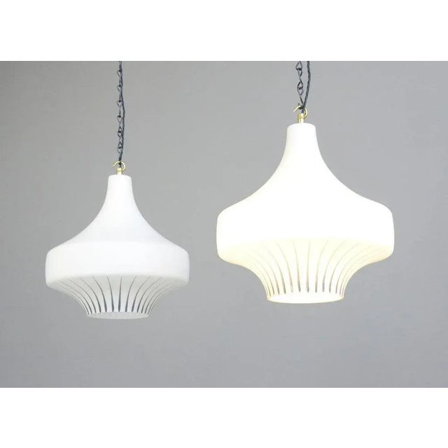 Mid-Century Opaline Pendant Light, 1950s For Sale - Image 9 of 10