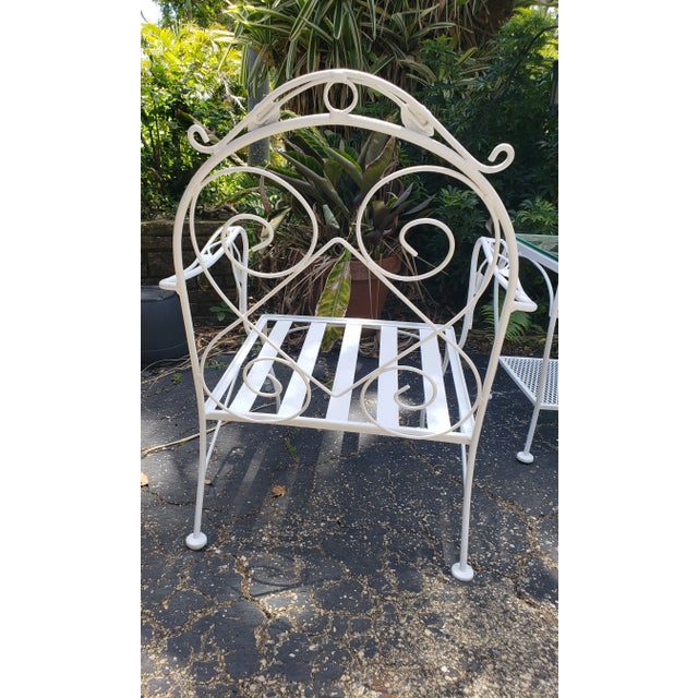 Vintage 3 Piece Wrought Iron Seating Set, Attributed to Meadowcraft For Sale In Greensboro - Image 6 of 13