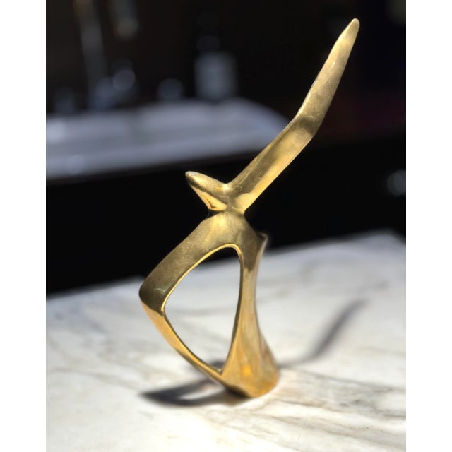 Mid-Century Modern Vintage Solid Brass Soaring Bird Sculture For Sale - Image 3 of 7
