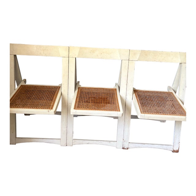 1960s Aldo Jacober White With Rattan Made in Yugoslavia Original Paint Rare Unique For Sale