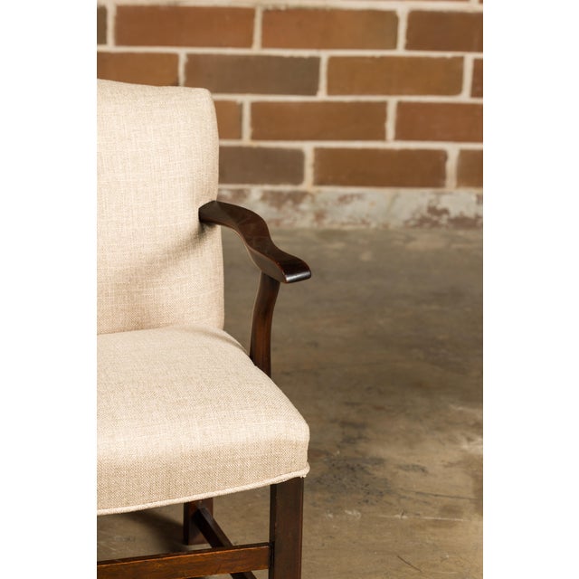English 1900s Wooden Child's Chair with Serpentine Arms and Custom Upholstery For Sale - Image 12 of 12
