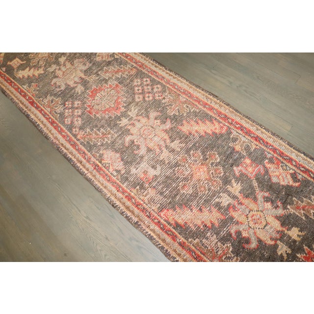 Early 20th Century Zabihi Collection Brown Turkish Oushak Narrow Runner - 2'6" x 11' For Sale In New York - Image 6 of 7