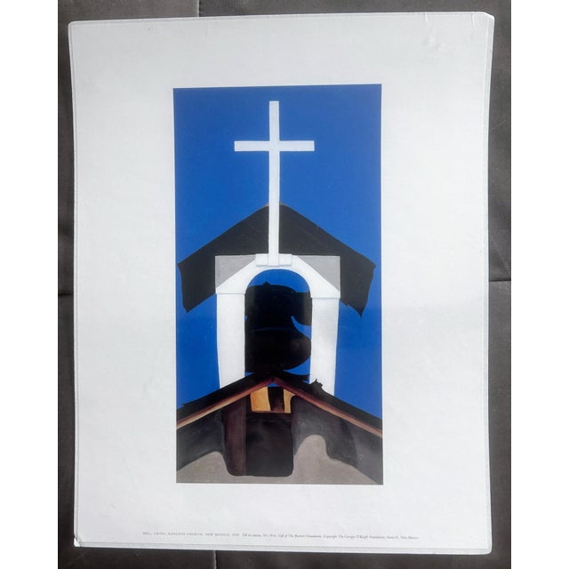 Vintage print of Georgia O’Keeffe “Bell, Cross, Ranchos Church, New Mexico” 1930. Original oil on canvas, 30 x 16 in. Gift...