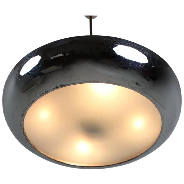 Functionalist Ufo Chrome Pendant by Josef Hurka for Napako, 1930s For Sale