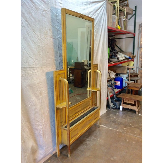 Found in the South of France, this Early 1900s French Art Deco Gold Gilt Hall Mirror was once used in a Parisian Hotel....