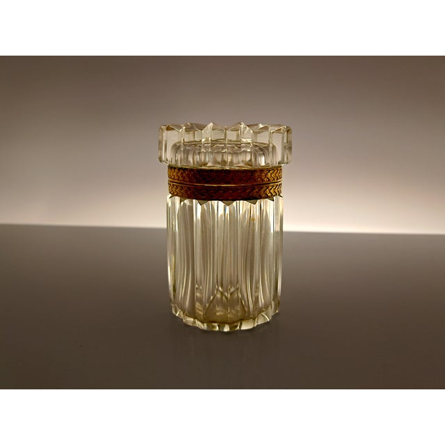 Glass Baccarat Style Jewelry Box in Crystal and Gold Metal, 1970s For Sale - Image 7 of 10