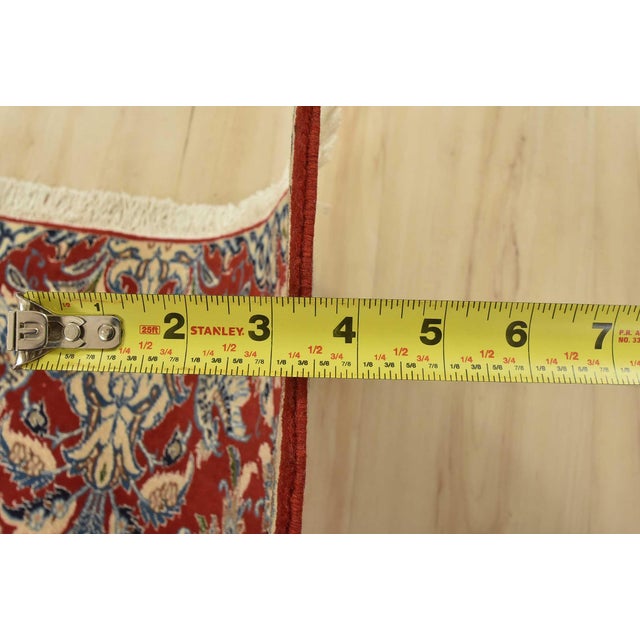 Textile Nain Rug 2’8” X 2′ Red Wool/Silk Vintage Traditional Hand-Knotted Carpet For Sale - Image 7 of 8