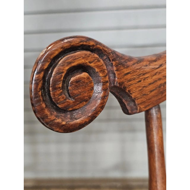 Late 18th Century Antique 18th Century Fan Back Windsor Arm Chair Benchmade Carved Knuckles For Sale - Image 5 of 10