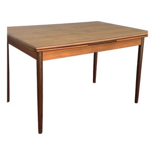 Teak and Walnut Draw Leaf Extending Dining Table For Sale