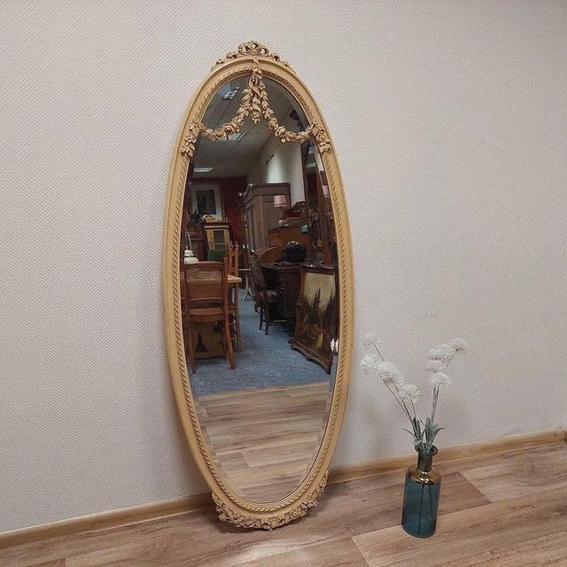 Glass Louis XVI Mirror in Pine For Sale - Image 7 of 7