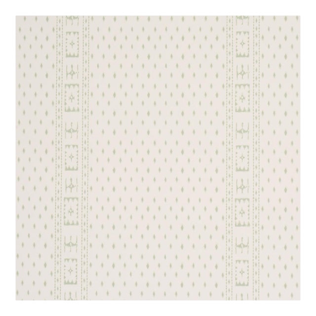 Sample - Schumacher Indah Batik Wallcovering in Sage For Sale