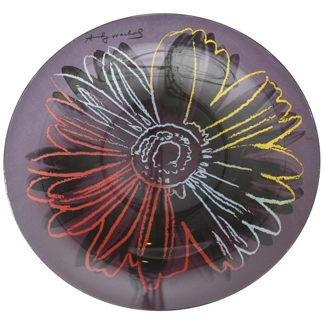 Vintage Rosenthal Glass Flower Plate or Serving Plate Designed After Andy Warhol 80's For Sale - Image 10 of 10