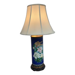 Late 20th Century Chinese Cloisonné Style Phoenix and Peony Table Lamp For Sale