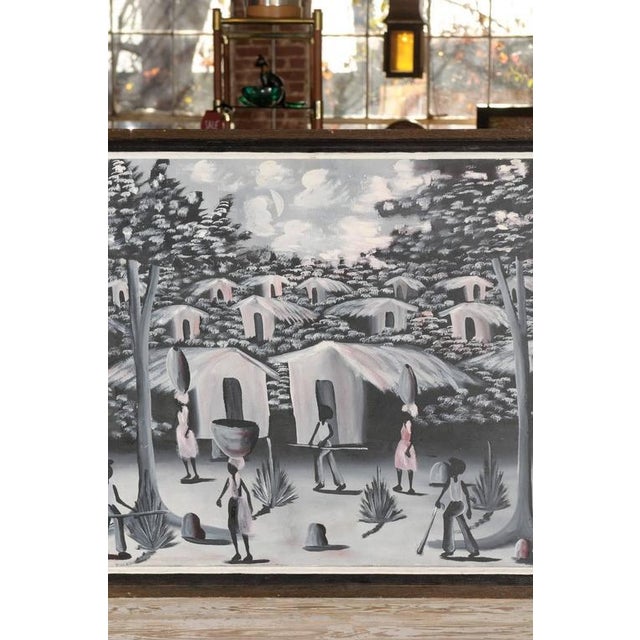 1970s Vintage Haitian Village Painting For Sale - Image 5 of 8