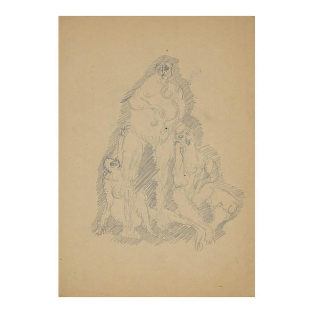 Herta Haussmann, Figures, Pencil, 1940s For Sale