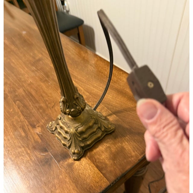 Brass Art Nouveau Table Lamp For Sale - Image 8 of 12