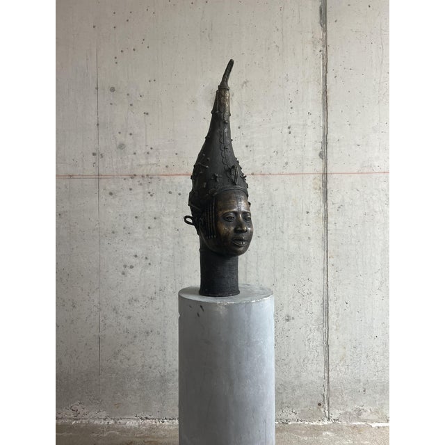 Large Bronze Benin Head, Nigeria, 1920s For Sale - Image 4 of 9