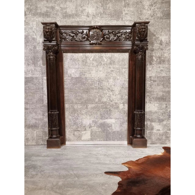 Antique Neo-Renaissance Gothic Slavonian Oak Fireplace For Sale - Image 3 of 18