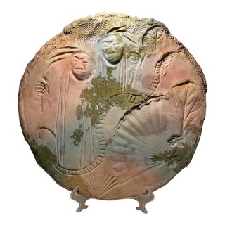 Vintage Tony Evans Kajima Pottery Modernistic Ceramic Wall Art Platter For Sale