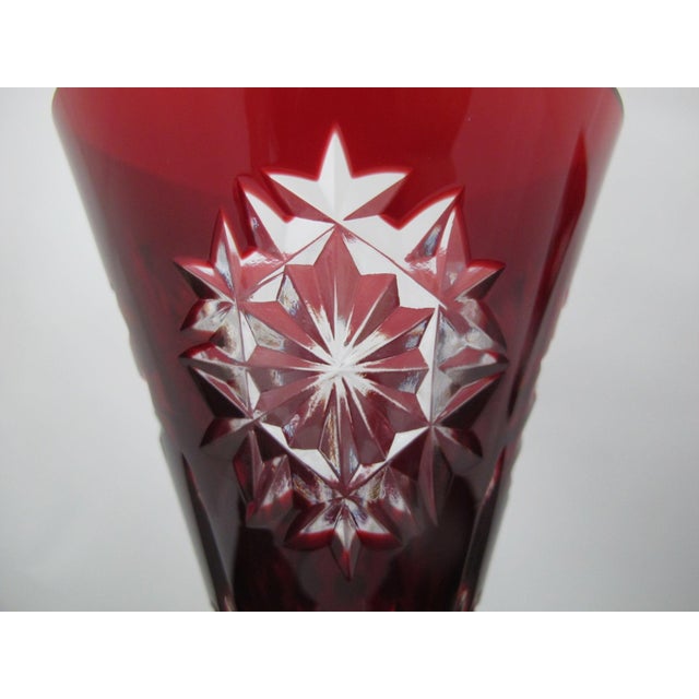 Glass Waterford Red Snowflake Crystals 9 3/8" Fluted Champagne Glass Set of 2 For Sale - Image 7 of 13