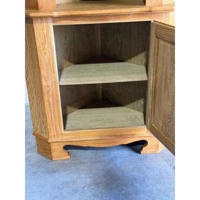 Vintage Brutalist Oak Corner Cabinet in Style of Henning Kjærnulf Danish Modern For Sale - Image 4 of 9