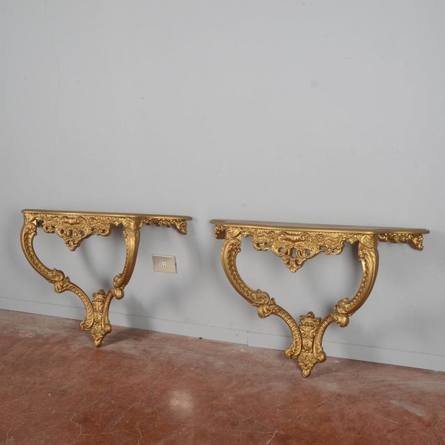 Rococo Style Gilt Wall Console, 20th Century For Sale - Image 4 of 18