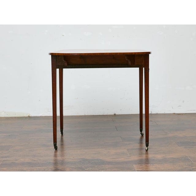 Early 19th Century Regency Mahogany Pembroke Table with Satinwood Inlay and Casters For Sale - Image 12 of 12