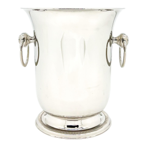 Vintage French Jean Couzon Stainless Steel Champagne Bucket / Wine Cooler With Ring Handles – Hollywood Regency / Neoclassical