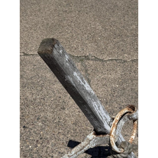 Antique English Victorian Maritime Cast Iron Large Boat Ship's Anchor and Rope For Sale - Image 11 of 18