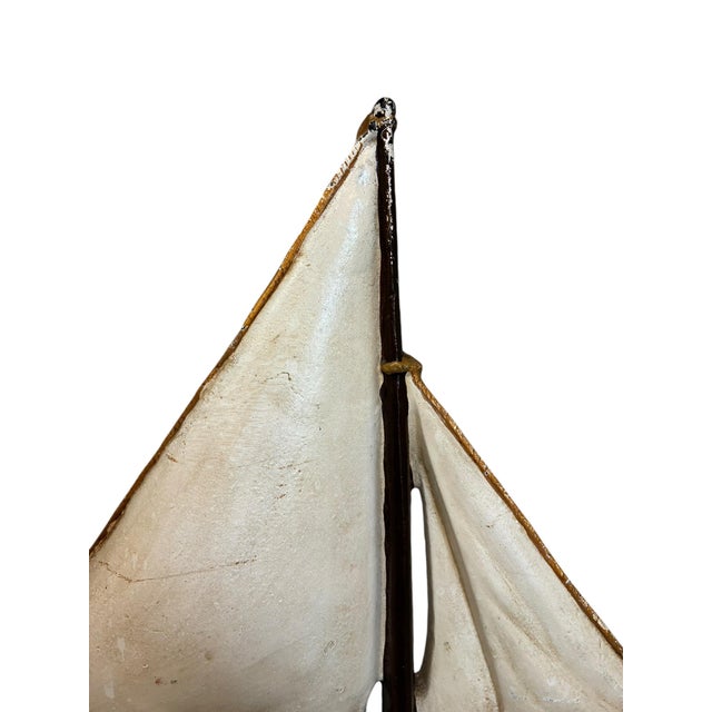 Nautical Late 20th Century Cast Iron Sailboat Doorstop on Wave Base For Sale - Image 3 of 6