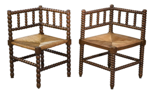 Vintage Turned Wood Corner Chair, 1950s