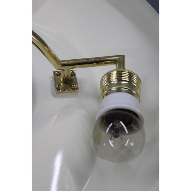 Art Deco Brass Pendant Light with White Glass, Czechoslovakia, 1930s For Sale - Image 10 of 13