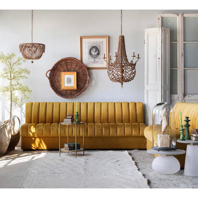 Mid-Century Modern Matthew Izzo Home Conrad Ochre Straight 6' Sofa For Sale - Image 3 of 6