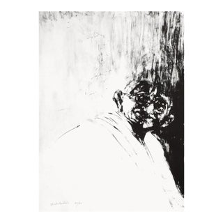 2009 Ahmed Shahabuddin Portrait De Gandhi Signed Lithograph For Sale