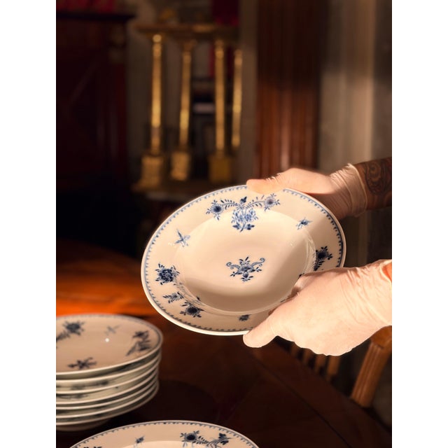 18th Century Viennese Blue and White Porcelain Dinner Plates, Set of 44 For Sale - Image 3 of 18