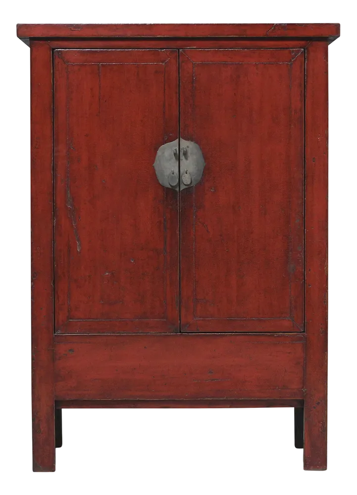 Antique Chinese Red Lacquered Wedding Cabinet | Chairish