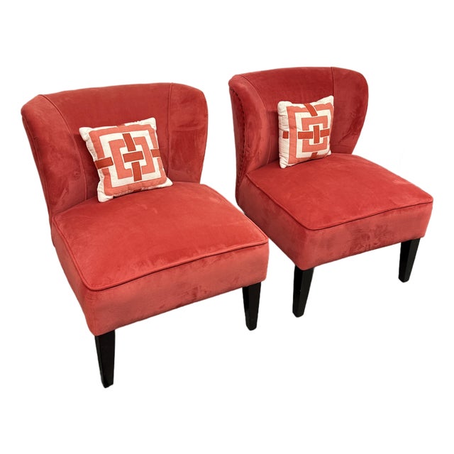 World Market Quincy Slipper Chairs, Pair For Sale