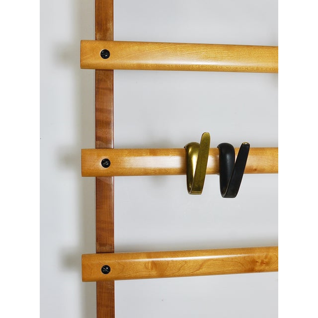 Coat Rack with Hat Rack in Brass, Walnut and Beech attributed to Carl Auböck, 1950s For Sale - Image 6 of 18