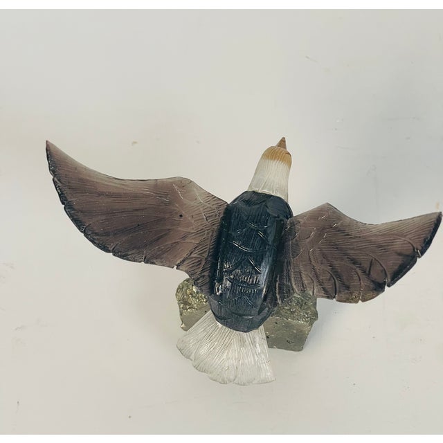 1960s Pair Eagle Semiprecious Stones Birds Sculptures on Pirite Bases For Sale In Miami - Image 6 of 10