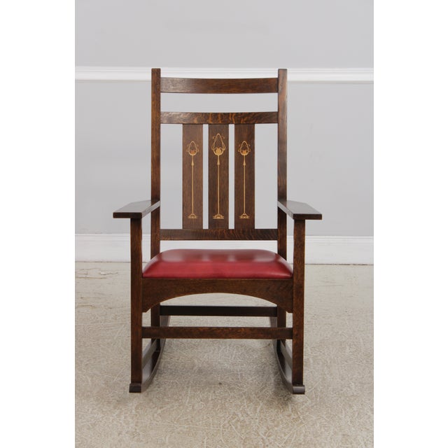 Age: C.2009 Details: Finish no.31 High Quality Construction Nice Inlay Work Arts & Crafts Style Harvey Ellis Design Red...