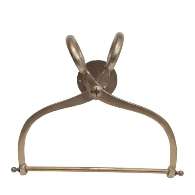 Vintage Brass Decorative Ice Block Tongs Towel Bar For Sale - Image 10 of 10